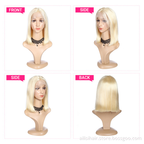 Wholesale 613 Blonde Bob Human Hair Wigs Wholesale Price Peruvian Short 613 Human Hair Lace Front Wigs For Black Women